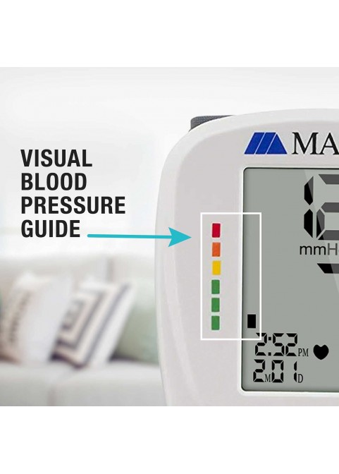 HealthSmart Digital Blood Pressure Monitor with Automatic Wrist Cuff that Displays Blood Pressure, Pulse Rate and Irregular Heartbeat, Stores up to 120 Readings for 2 Users, Black